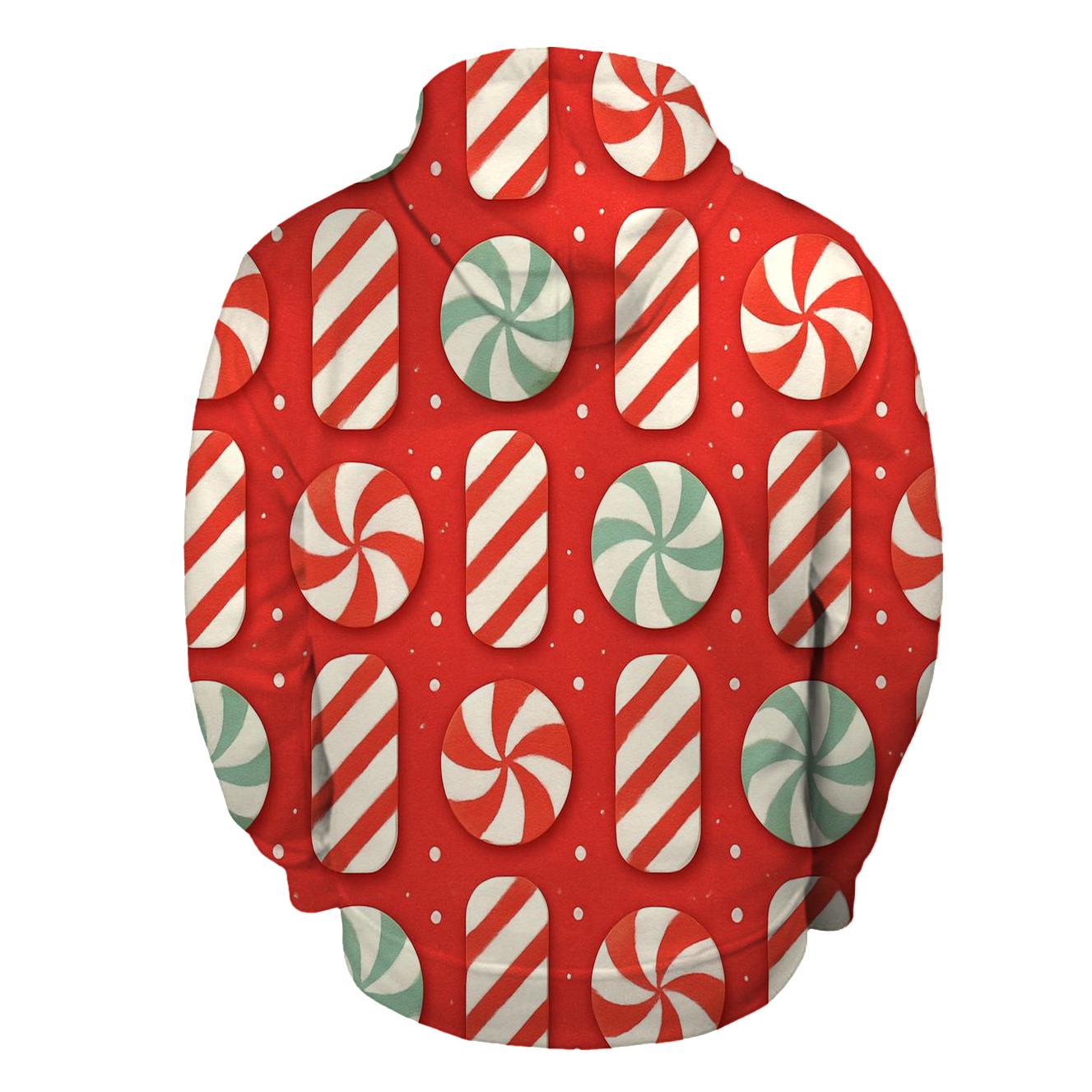 Candy Cane Stripe Grid With Snow Dot Texture On Peppermint Red Background embroidered hoodies