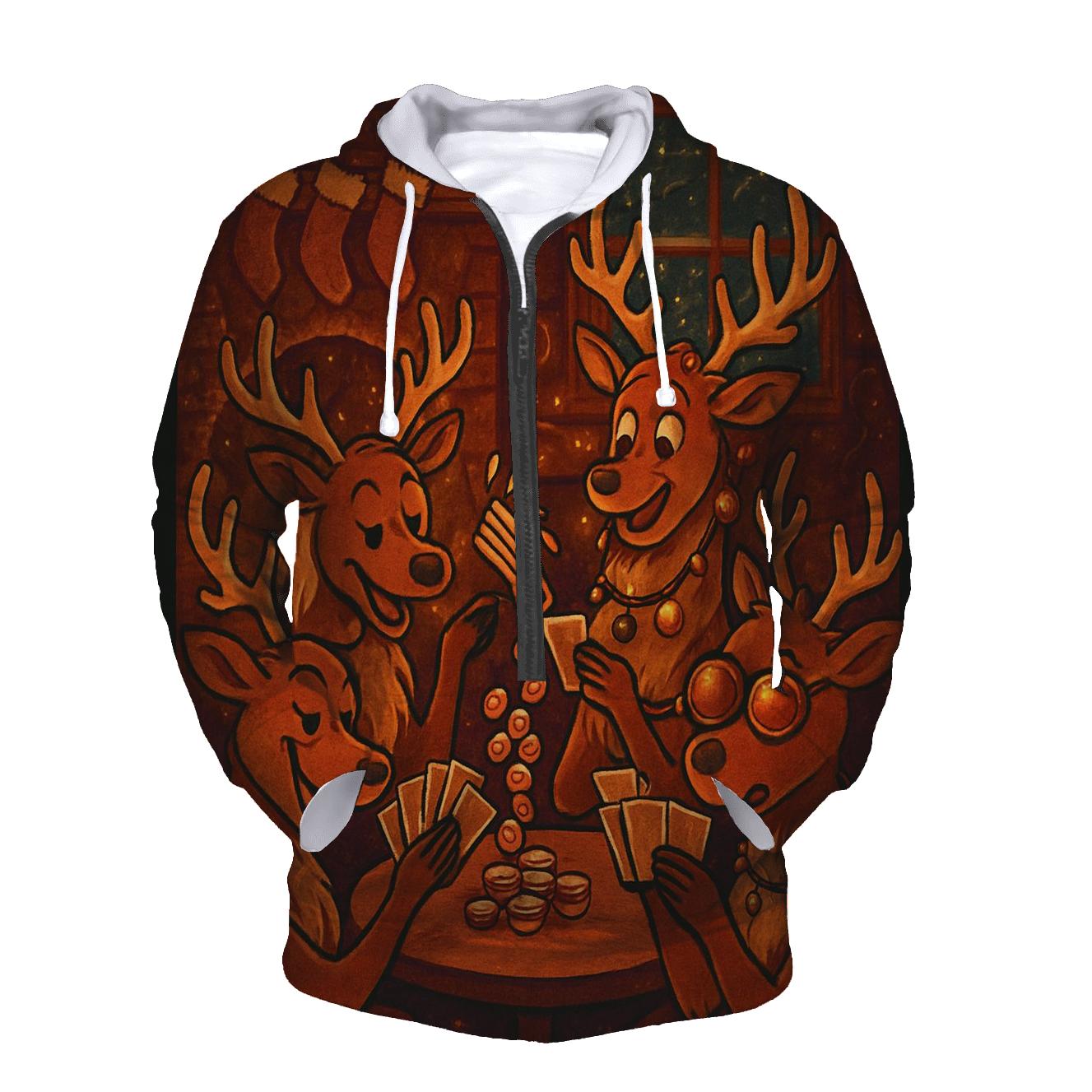 Reindeer Card Game Cabin Chaos embroidered hoodies