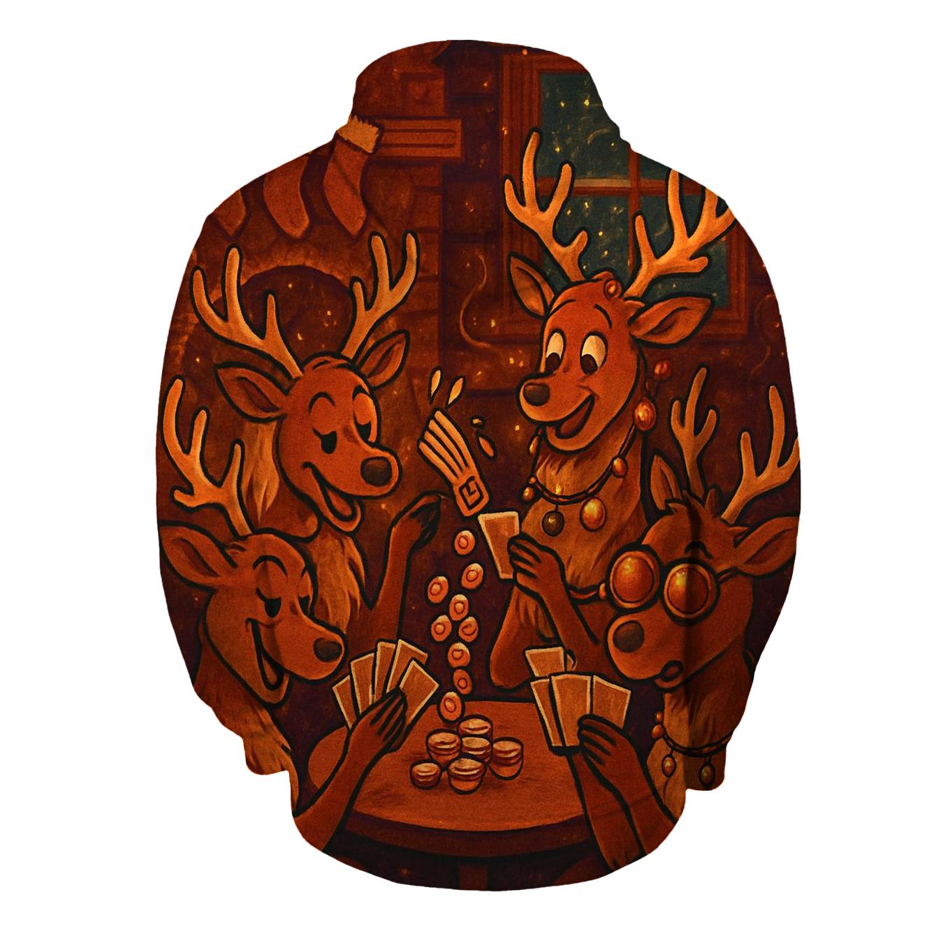 Reindeer Card Game Cabin Chaos embroidered hoodies