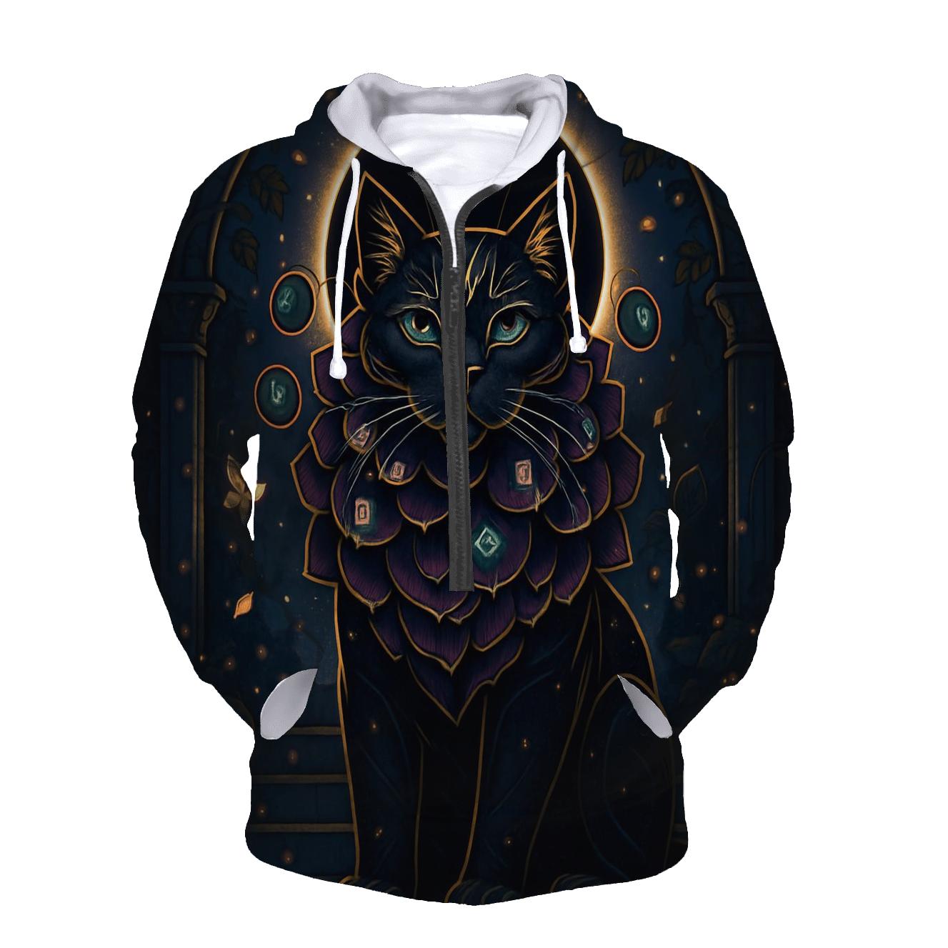 Garden Eclipse Guardian Cat With Rune Petals printed hoodies