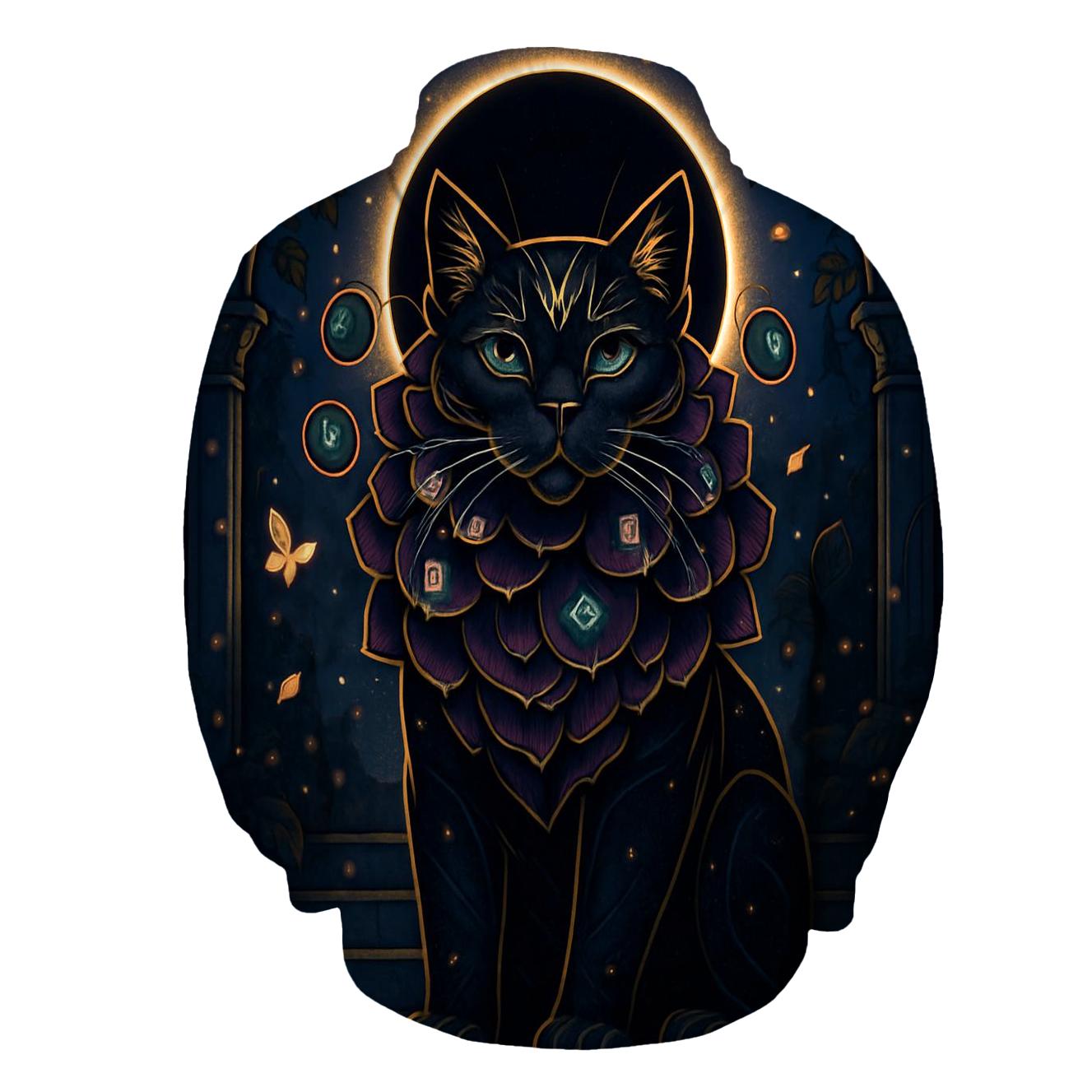 Garden Eclipse Guardian Cat With Rune Petals printed hoodies