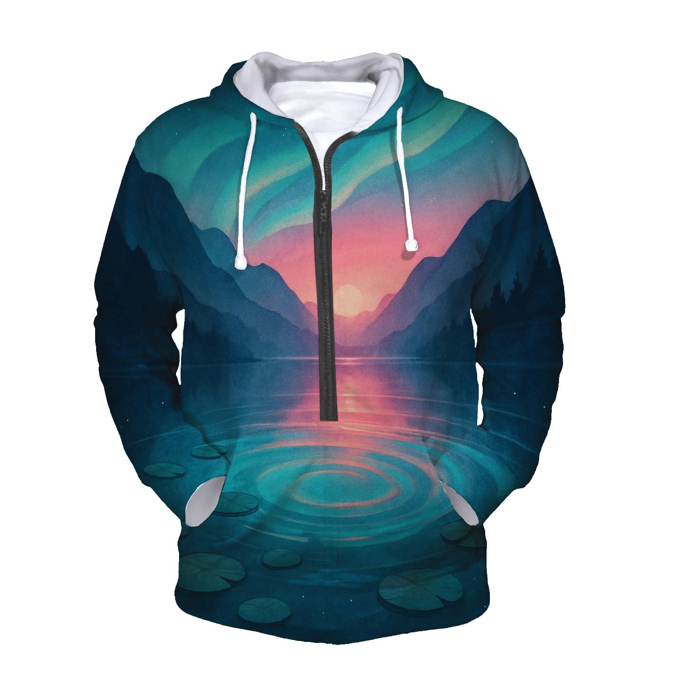 Aurora Lagoon Sunset Bloom premium hoodies