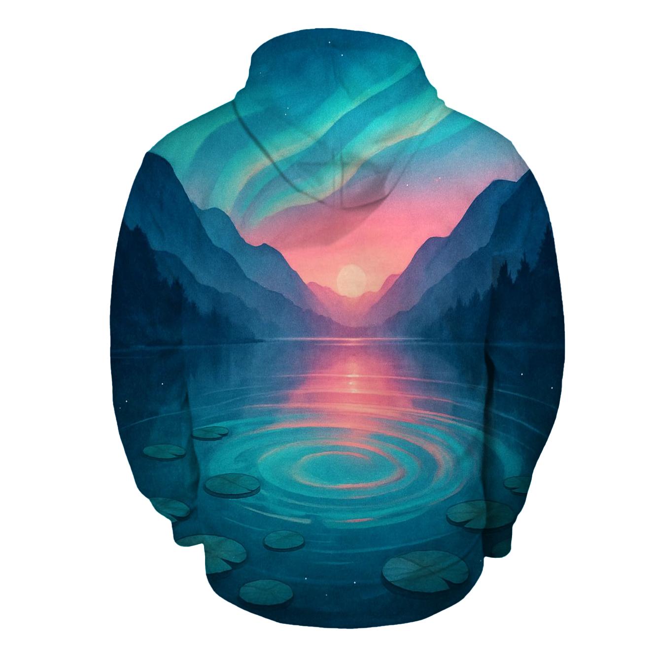 Aurora Lagoon Sunset Bloom premium hoodies