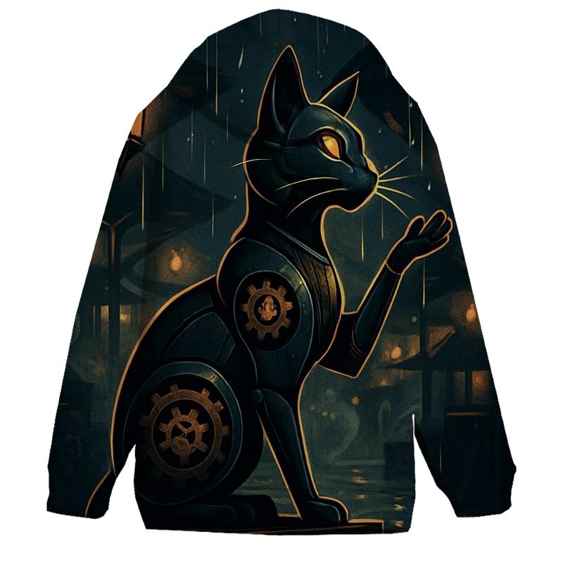 Clockwork Lantern Cat In The Rain Bazaar pullover hoodies