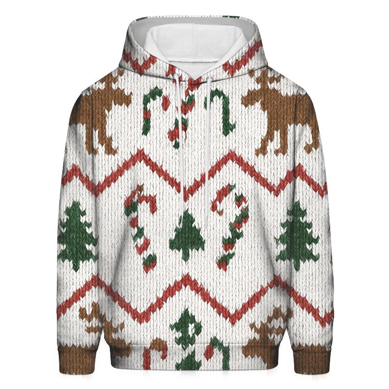 Nordic Reindeer Chevron On Snow White Background custom hoodies
