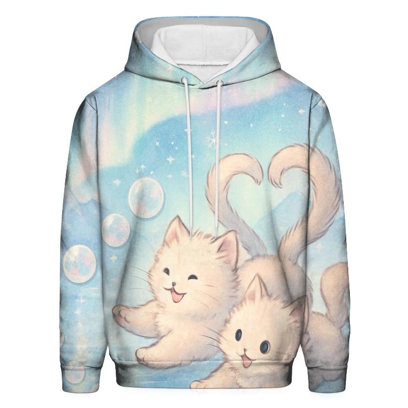 Aurora Bubble Kittens On A Floating Ice Mirror premium hoodies
