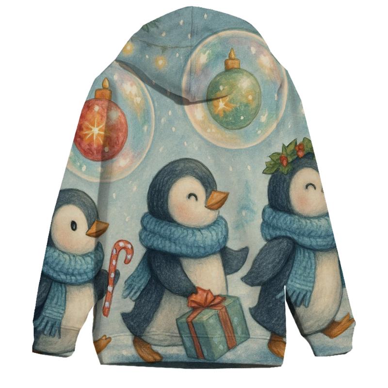 Penguin Parade In Ornament Bubbles zip-up hoodies