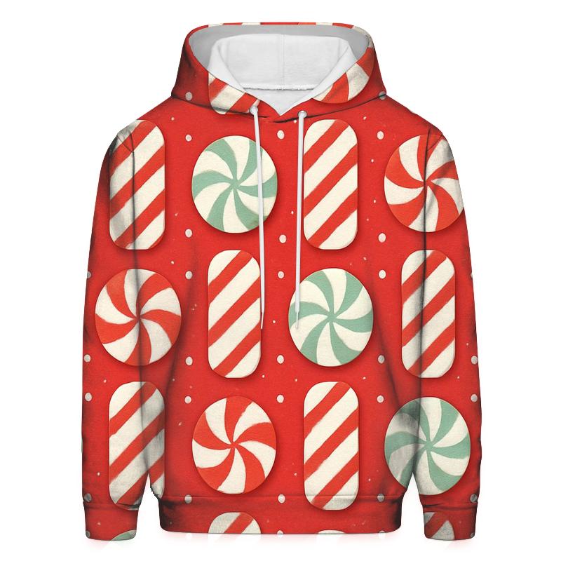 Candy Cane Stripe Grid With Snow Dot Texture On Peppermint Red Background lightweight hoodies