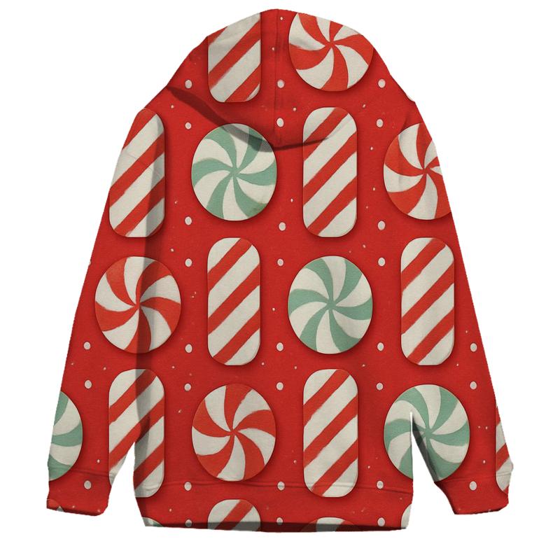 Candy Cane Stripe Grid With Snow Dot Texture On Peppermint Red Background lightweight hoodies