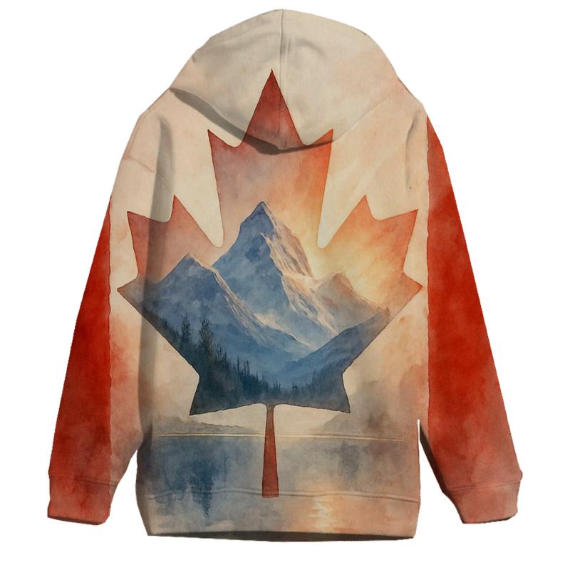 Canada Watercolor Mountain Double Exposure premium hoodies