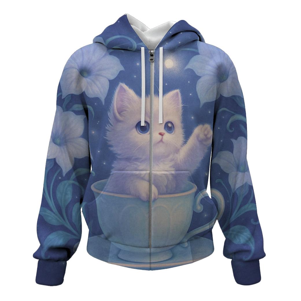 Moonlit Teacup Kitten Garden hoodies fashion