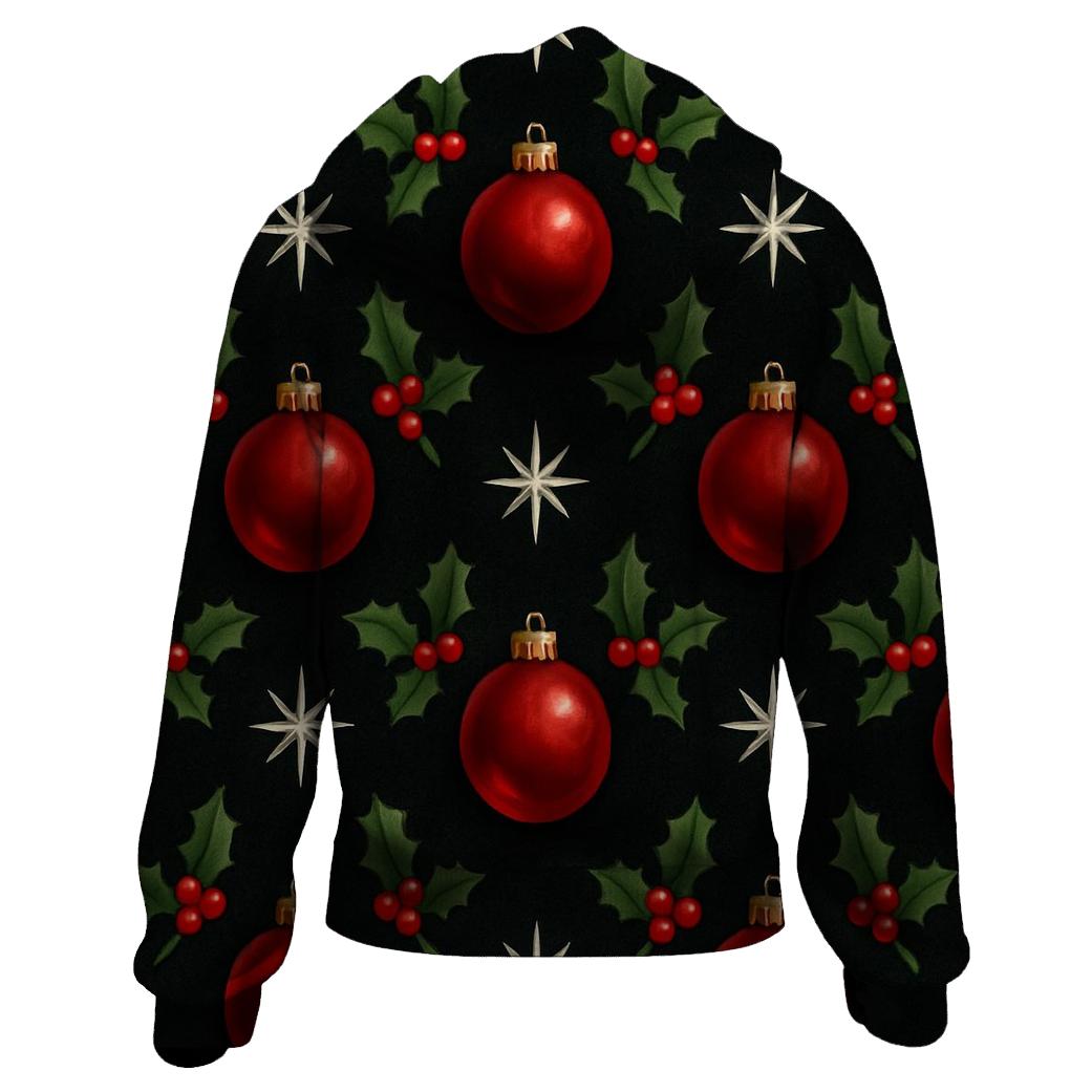 Crimson Ornament Lattice On Midnight Black Background graphic hoodies