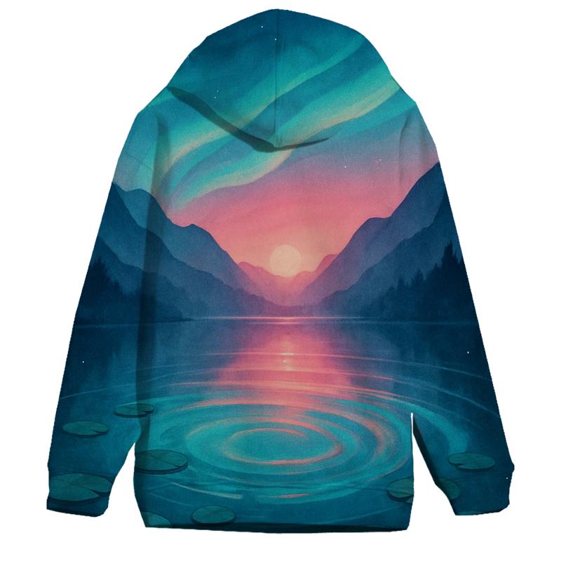 Aurora Lagoon Sunset Bloom premium hoodies