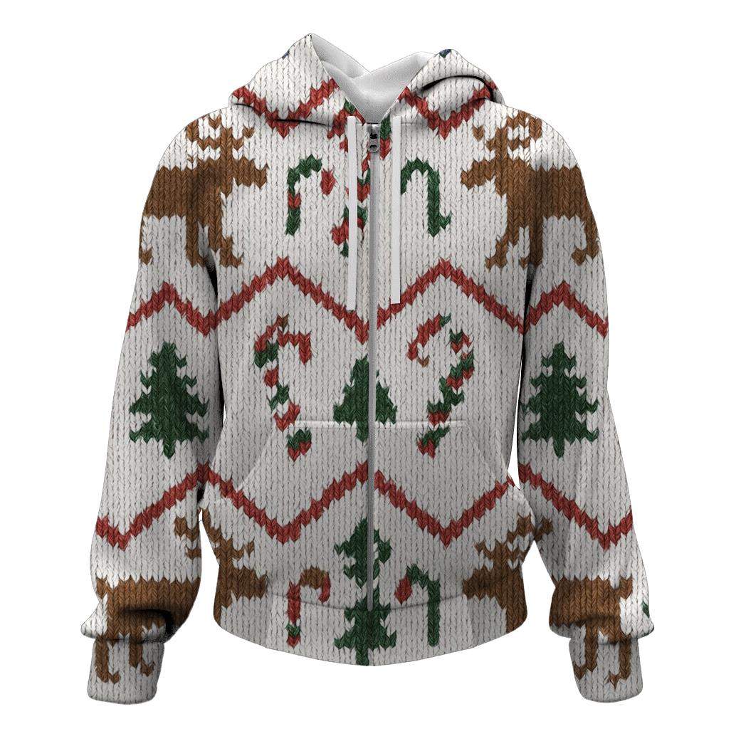 Nordic Reindeer Chevron On Snow White Background graphic hoodies