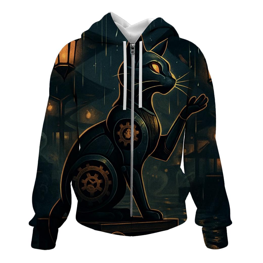 Clockwork Lantern Cat In The Rain Bazaar custom hoodies