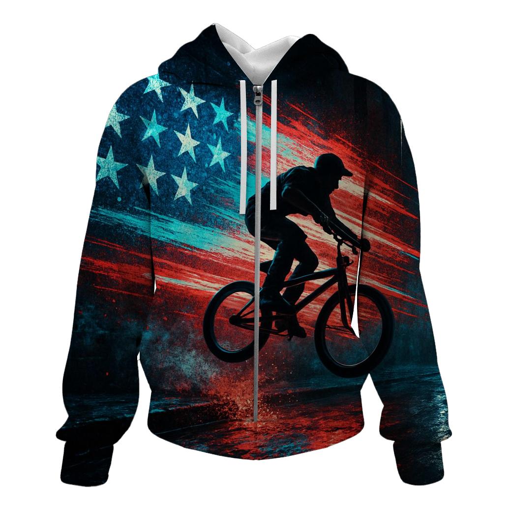 Neon Drift Flag Over Midnight Street hoodie trends