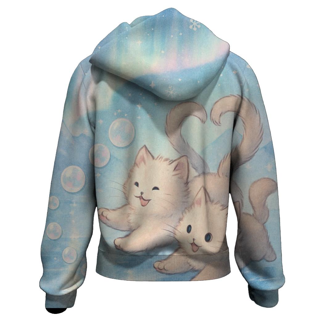 Aurora Bubble Kittens On A Floating Ice Mirror custom hoodies