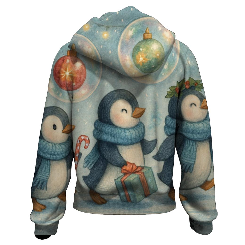 Penguin Parade In Ornament Bubbles graphic hoodies