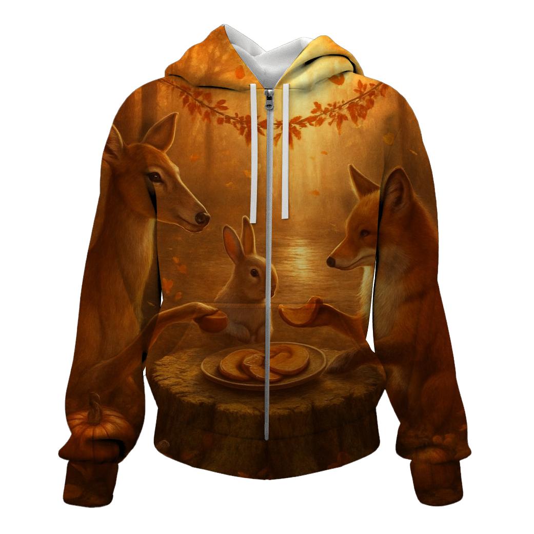 Woodland Feast Under The Amber Canopy pullover hoodies