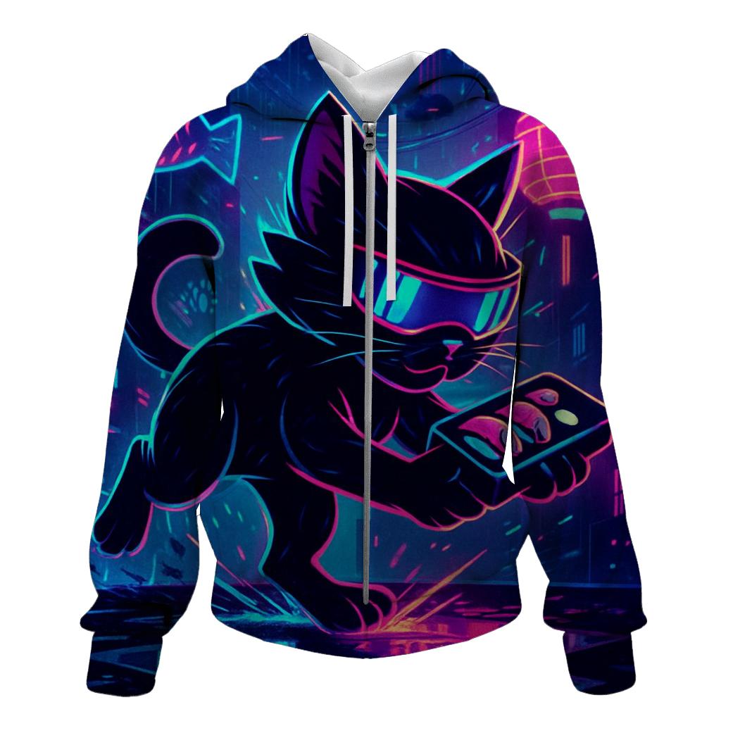 Neon Alley Sushi Runner Cat custom hoodies