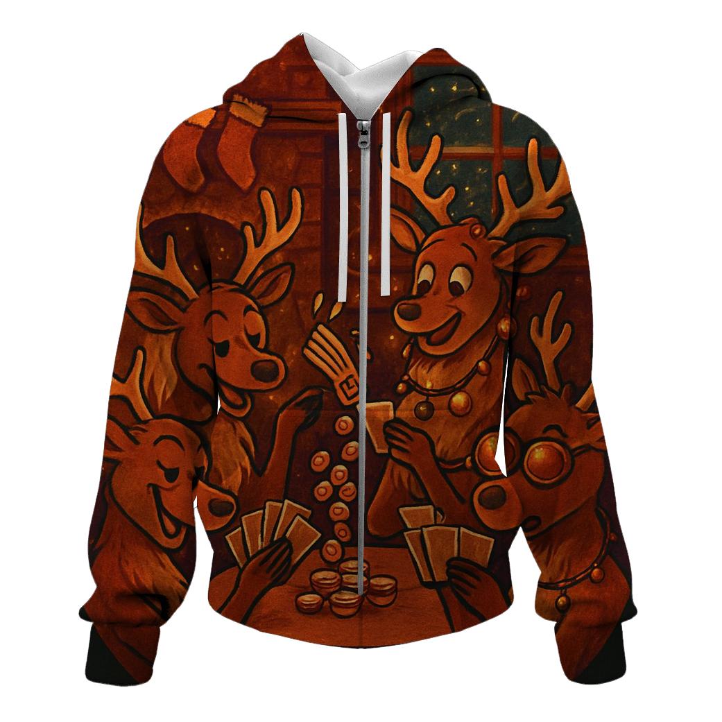 Reindeer Card Game Cabin Chaos graphic hoodies