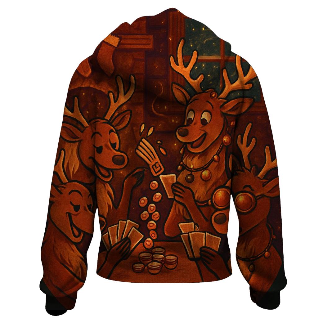 Reindeer Card Game Cabin Chaos graphic hoodies
