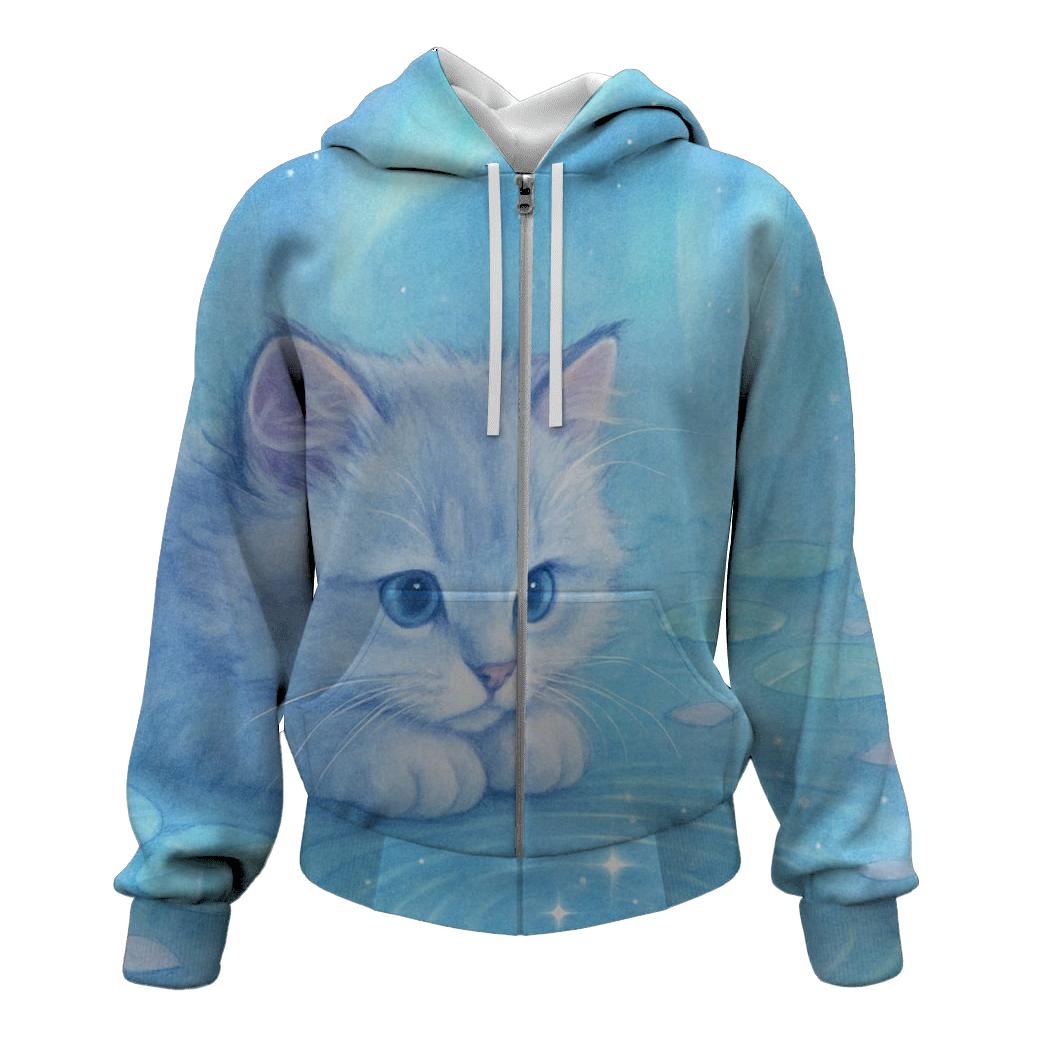 Crystal Pond Stargazer Kitten designer hoodies