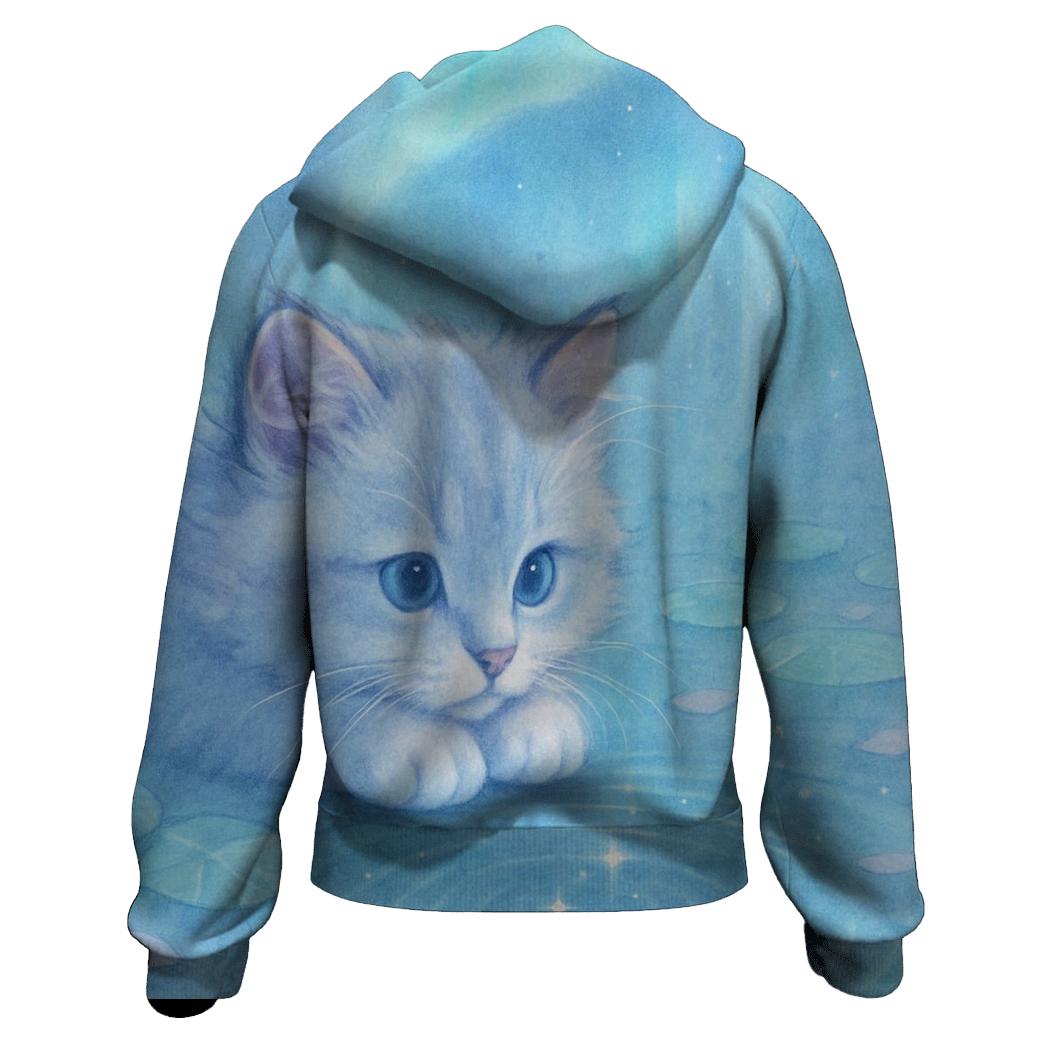 Crystal Pond Stargazer Kitten designer hoodies
