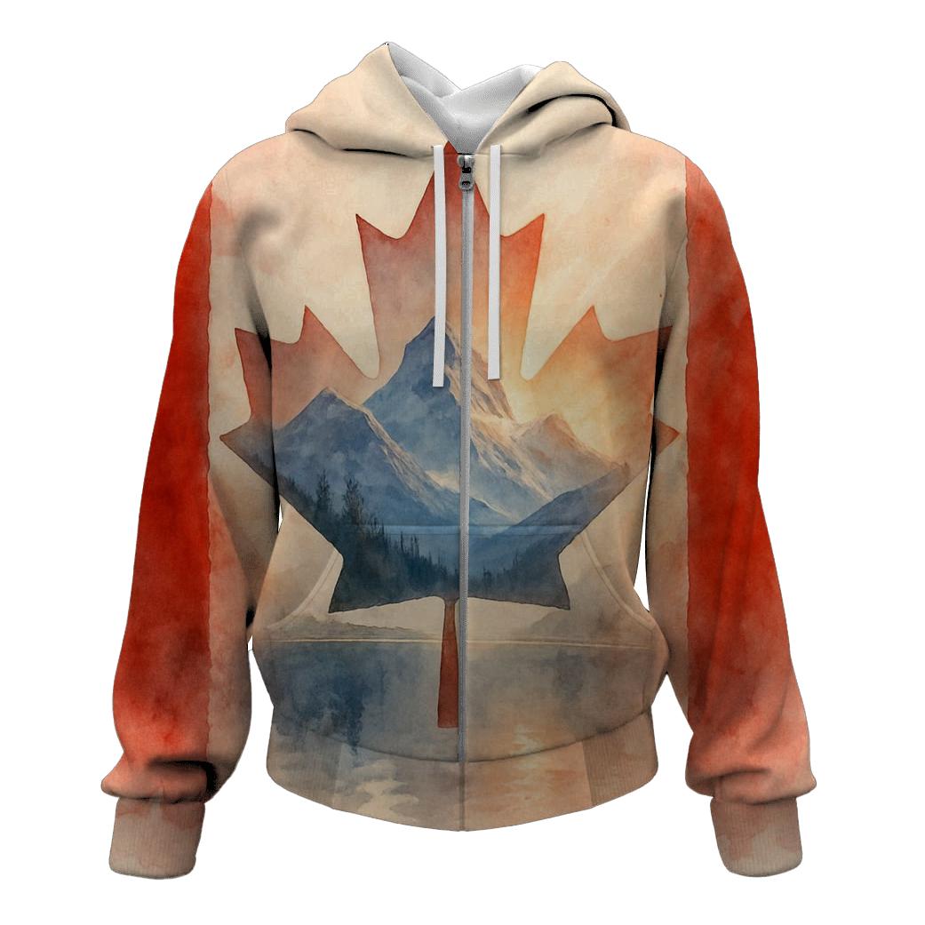 Canada Watercolor Mountain Double Exposure hoodie trends