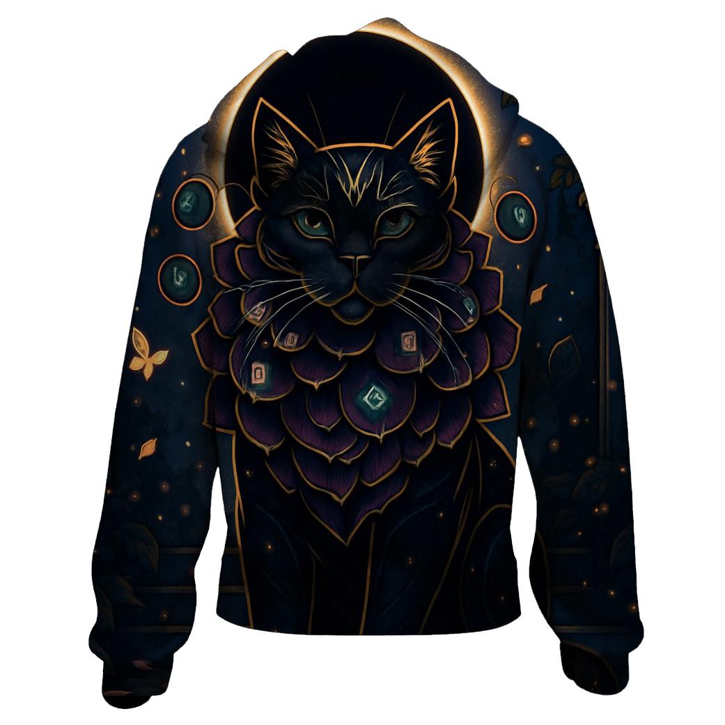 Garden Eclipse Guardian Cat With Rune Petals lightweight hoodies