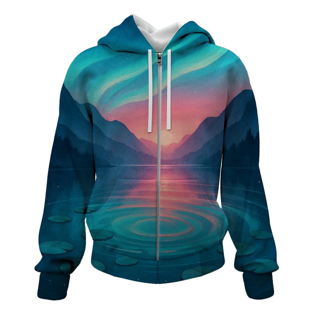 Aurora Lagoon Sunset Bloom lightweight hoodies