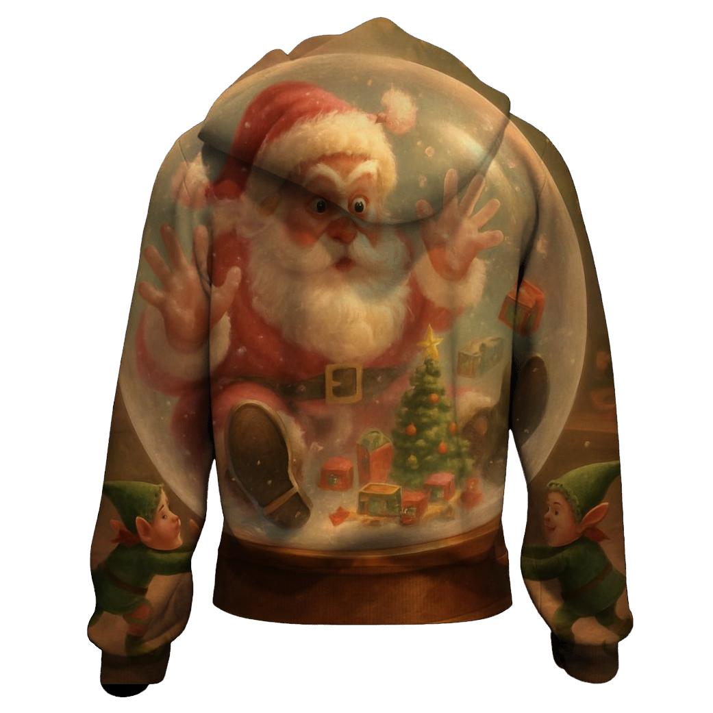 Santa Stuck In A Snow Globe Workshop zip-up hoodies