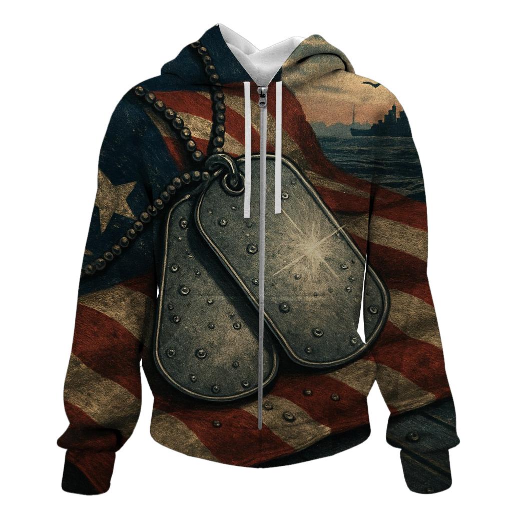 Dog Tags In The Harbor Of Freedom heavyweight hoodies
