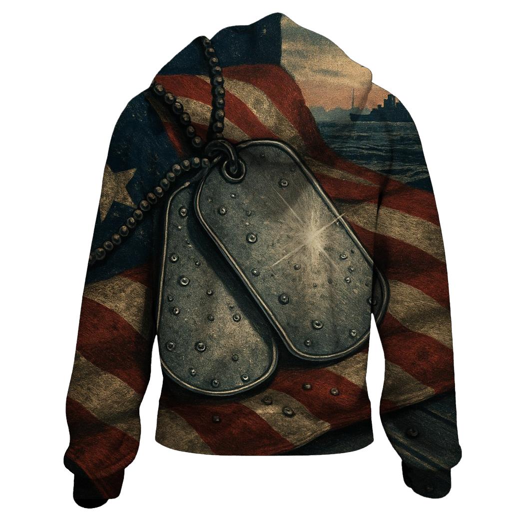 Dog Tags In The Harbor Of Freedom heavyweight hoodies