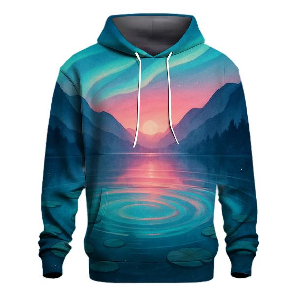 Aurora Lagoon Sunset Bloom printed hoodies
