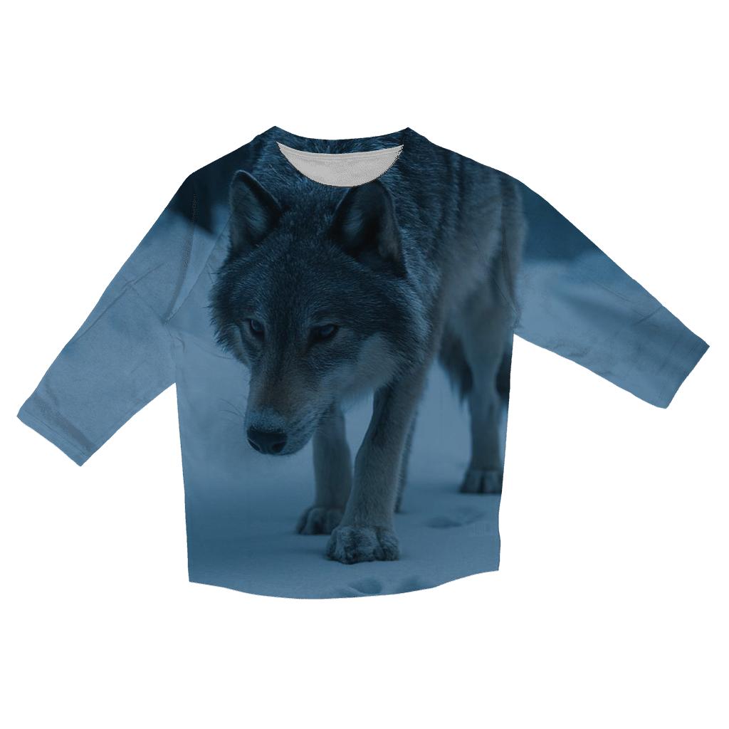 Lone Wolf On A Winter Roadcut Tracking Elk trendy 3/4 sleeve tops