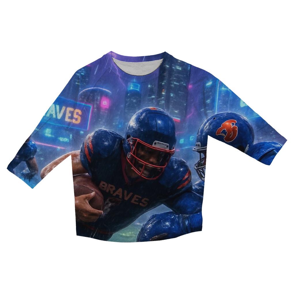 Neon Skyline Scrimmage Braves Versus Cubs trendy 3/4 sleeve tops