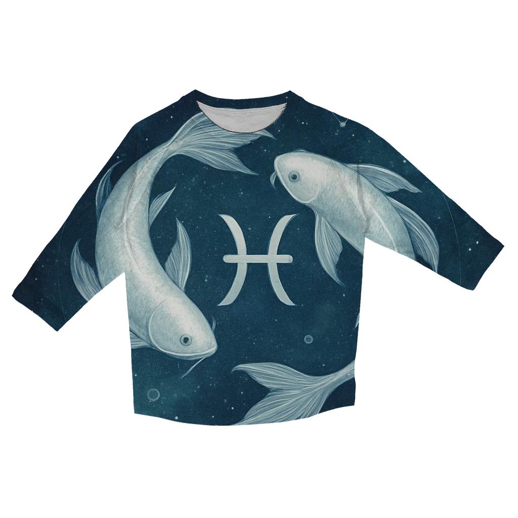 Pisces Twin Fish Nebula Current casual three quarter sleeve shirts