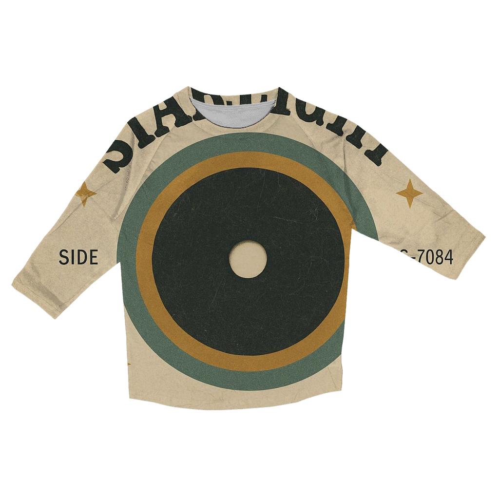 Worn Vinyl Record Stargazer Club Label designer 3/4 sleeve blouses