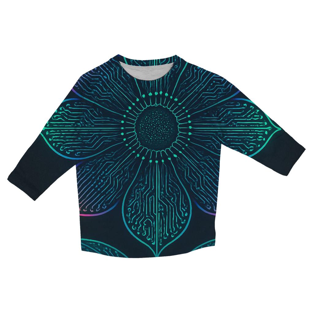 Prismatic Botanical Circuit Bloom printed three quarter sleeve shirts