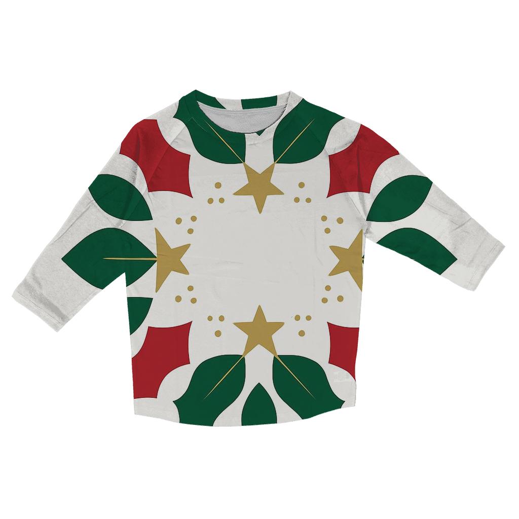 Starlit Holly Orbit Wreath personalized 3/4 sleeve tees