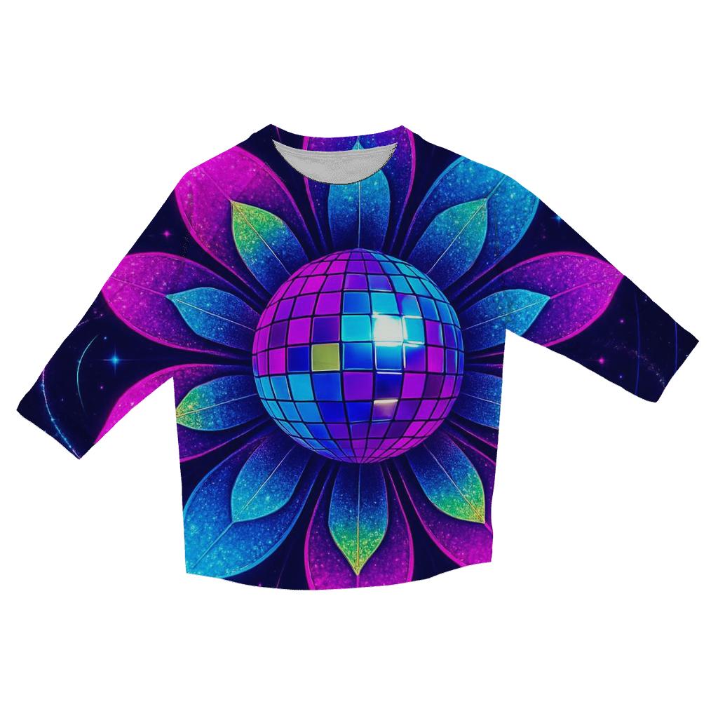 Neon Orbit Disco Bloom designer 3/4 sleeve blouses