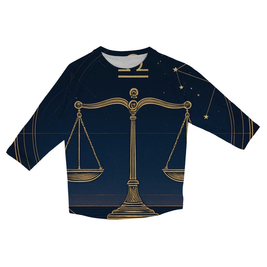 Libra Equinox Scales Star Chart printed three quarter sleeve shirts