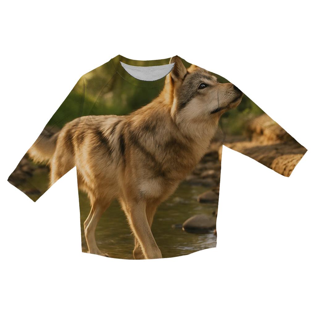 Mexican Gray Wolf At A Desert Riparian Restoration Site cotton quarter sleeve shirts