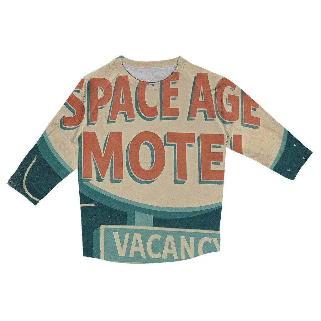 Retro Space Age Motel Vacancy Sign Poster personalized 3/4 sleeve tees