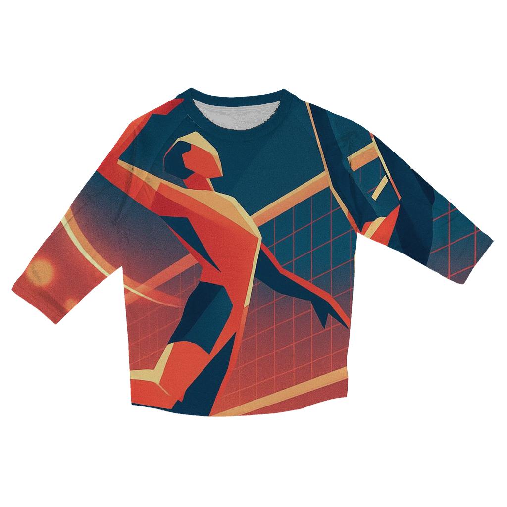 Neon Court Volleyball Spike personalized 3/4 sleeve tees