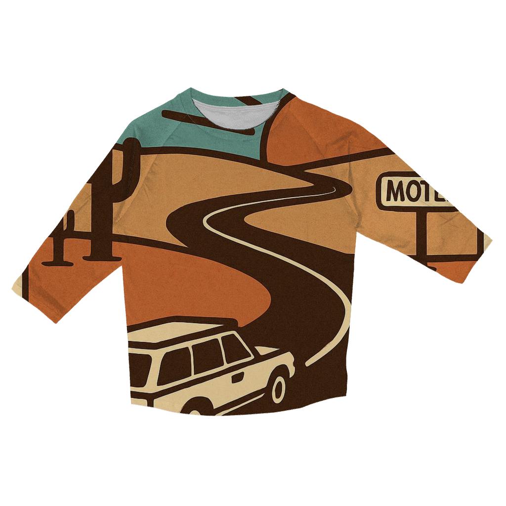 Desert Road Trip Sunburst Map custom 3/4 sleeve shirts