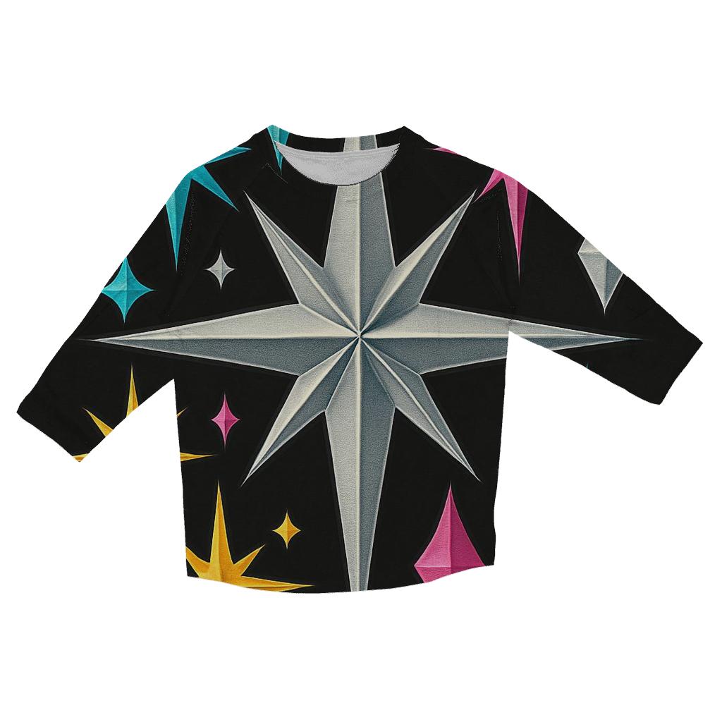 Chrome Starburst Geometry printed three quarter sleeve shirts