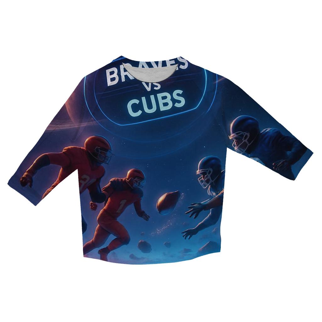 Deep Space Gridiron Braves Versus Cubs stylish quarter sleeve tops