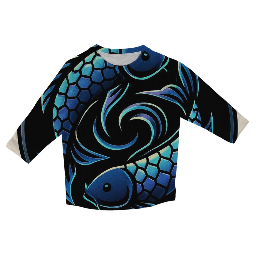 Aurora Koi Spiral Emblem designer 3/4 sleeve blouses